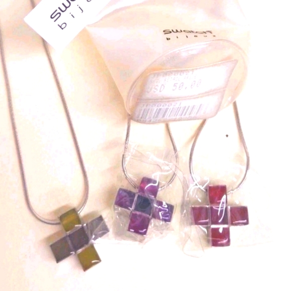 Swatch Bijoux Women's 925 Italy Silver Cross Charm Necklace 3 Colors To Choose - Picture 1 of 16